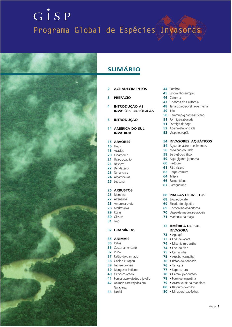 americano 37 Visão 37 Ratão-do-banhado 38 Coelho europeu 39 Lebre-européia 39 Mangusto indiano 40 Cervo colorado 41 Porcos asselvajados e javalis 42 Animais asselvajados em Galápagos 44 Pardal 44