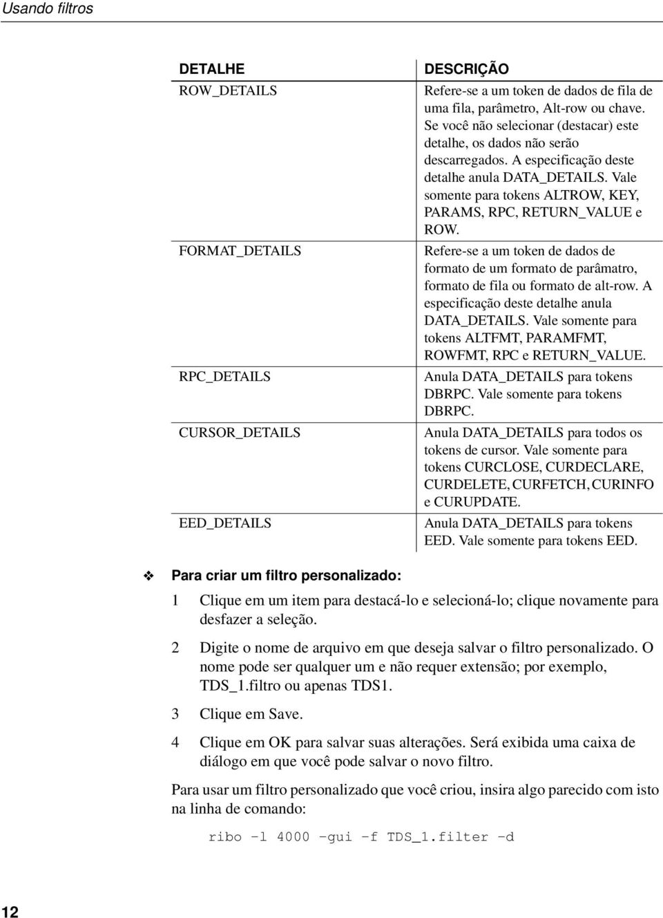 Vale somente para tokens ALTROW, KEY, PARAMS, RPC, RETURN_VALUE e ROW. Refere-se a um token de dados de formato de um formato de parâmatro, formato de fila ou formato de alt-row.