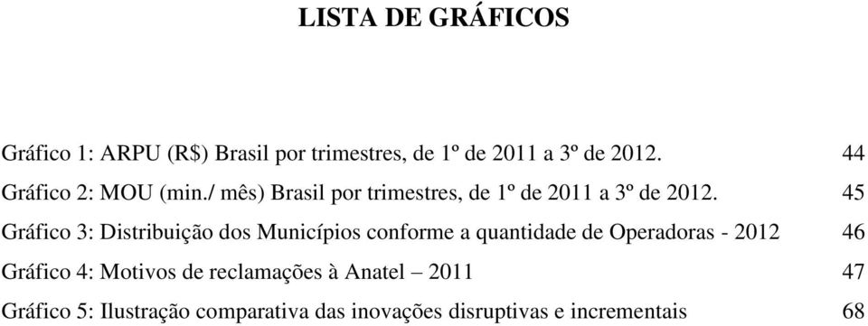 45 Gráfico 3: Distribuição dos Municípios conforme a quantidade de Operadoras - 2012 46 Gráfico