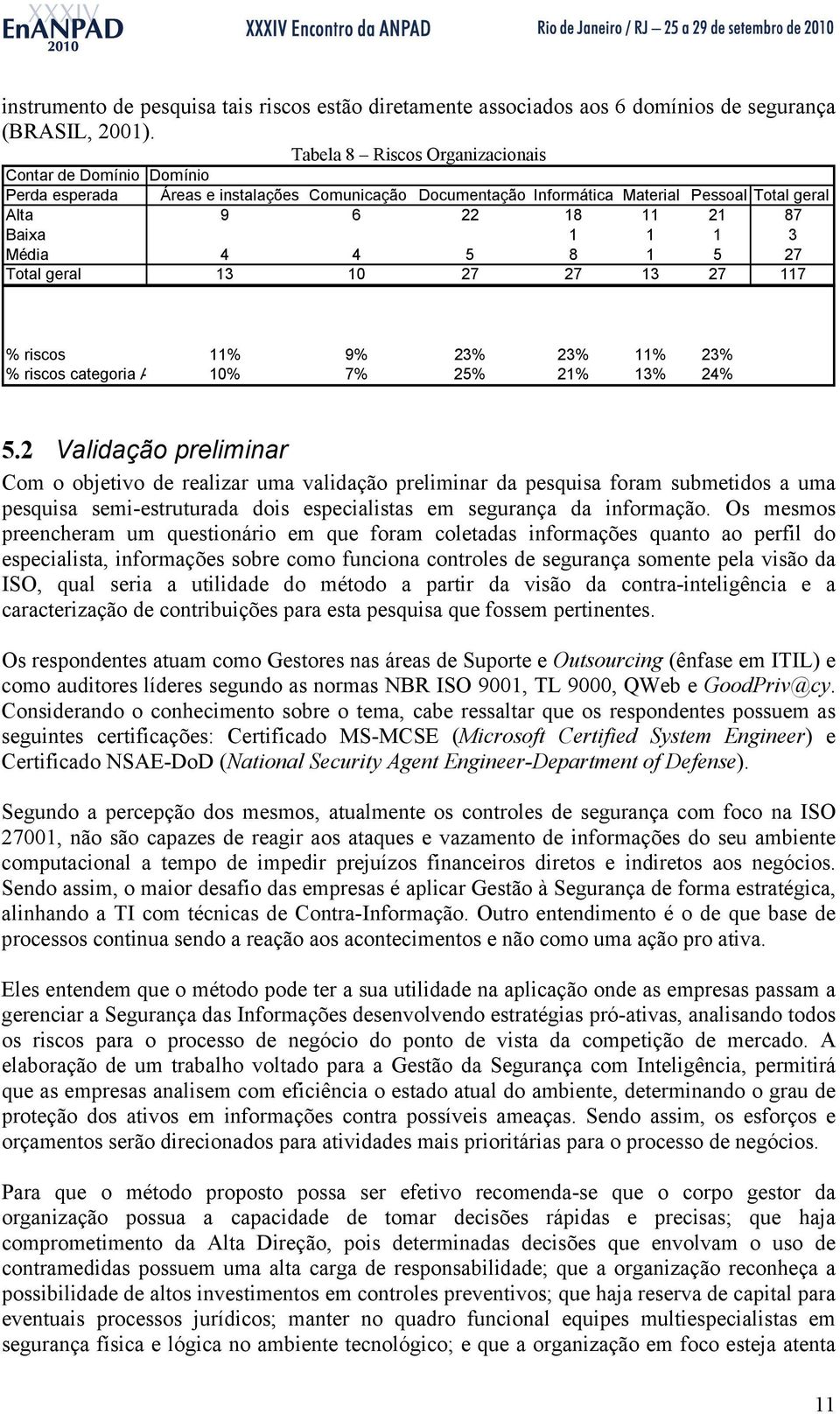 Média 4 4 5 8 1 5 27 Total geral 13 10 27 27 13 27 117 % riscos 11% 9% 23% 23% 11% 23% % riscos categoria A 10% 7% 25% 21% 13% 24% 5.