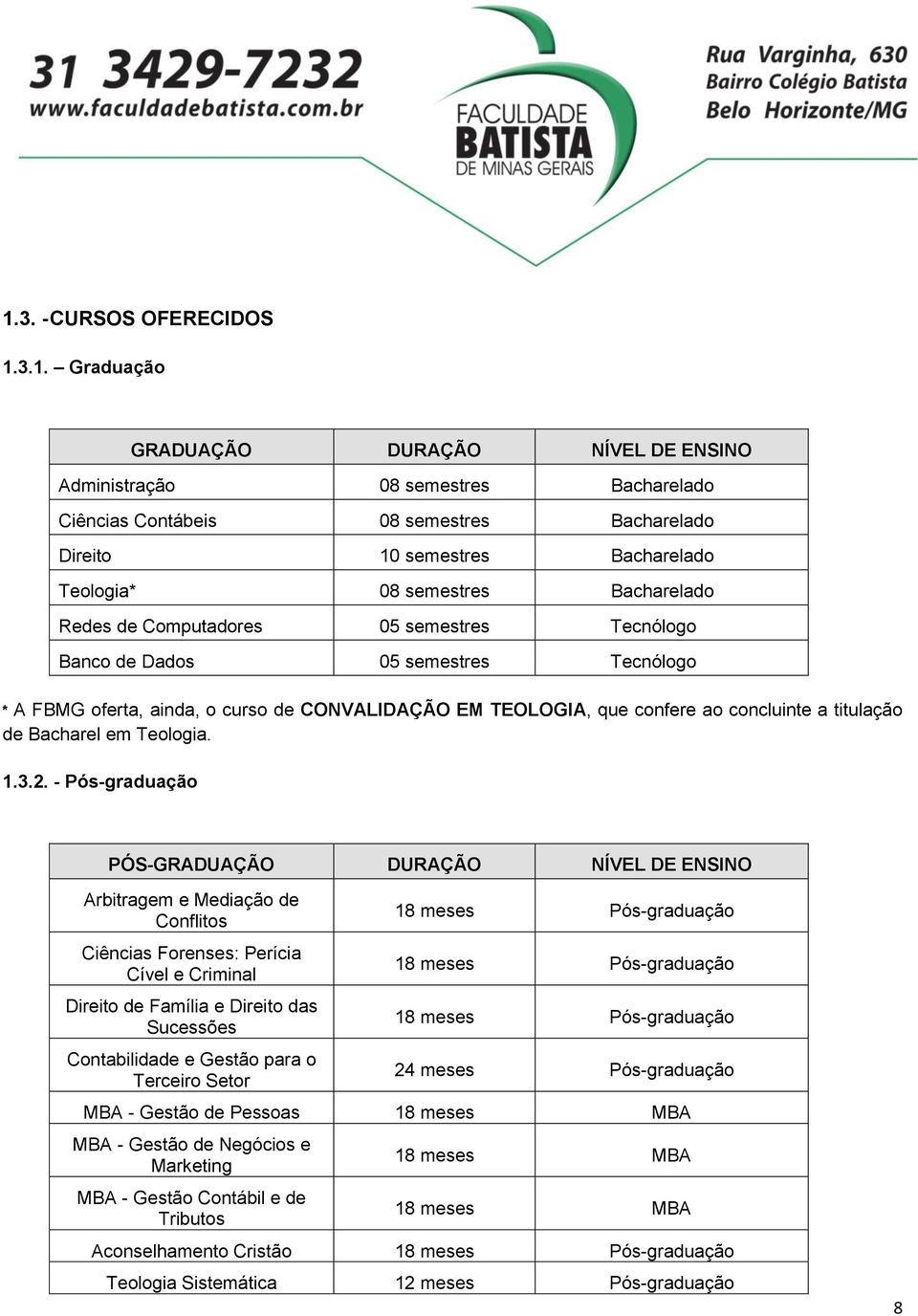 concluinte a titulação de Bacharel em Teologia. 1.3.2.