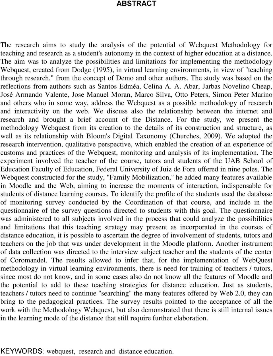 research," from the concept of Demo and other authors. The study was based on the reflections from authors such as Santos Edméa, Celina A.