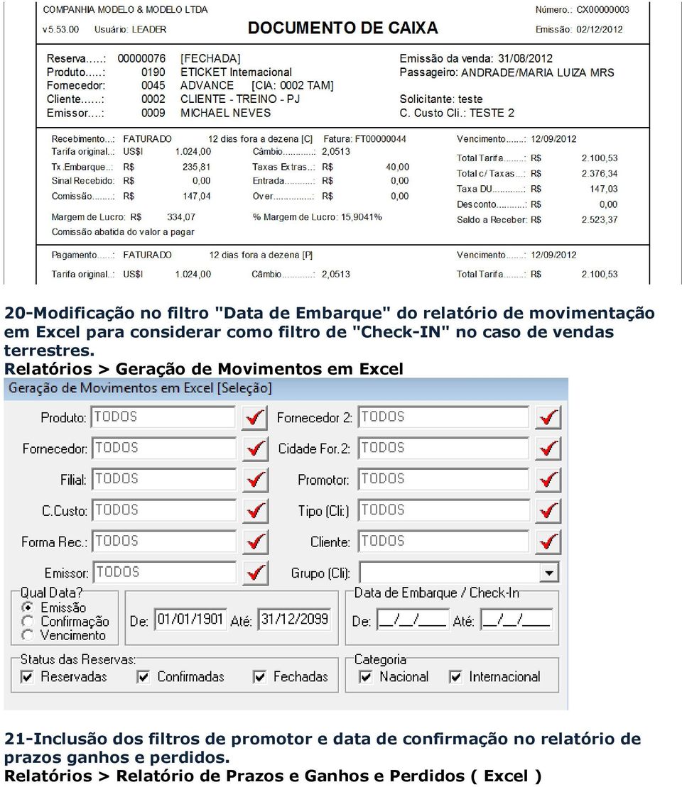 Relatórios > Geração de Movimentos em Excel 21-Inclusão dos filtros de promotor e data de