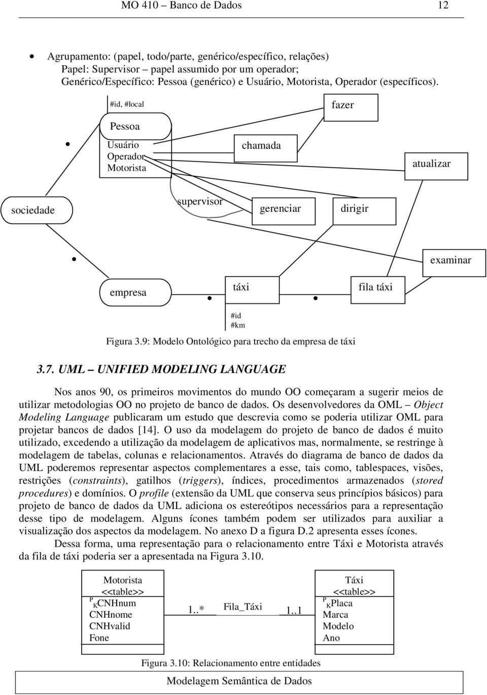 9: Modelo Ontológico para trecho da empresa de táxi 3.7.