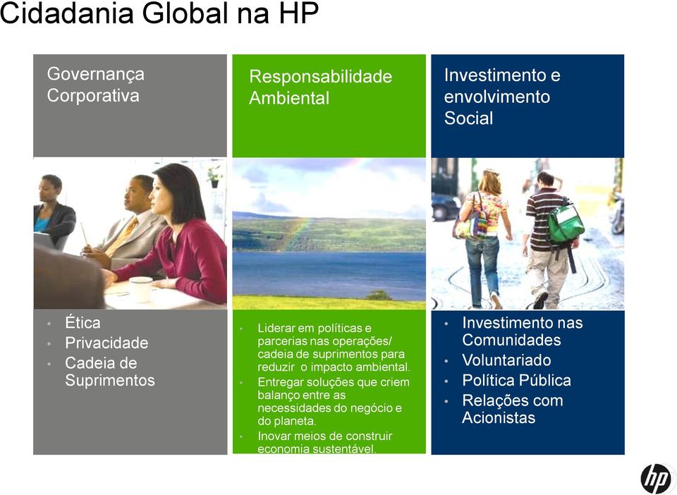 o impacto ambiental. Entregar soluções que criem balanço entre as necessidades do negócio e do planeta.