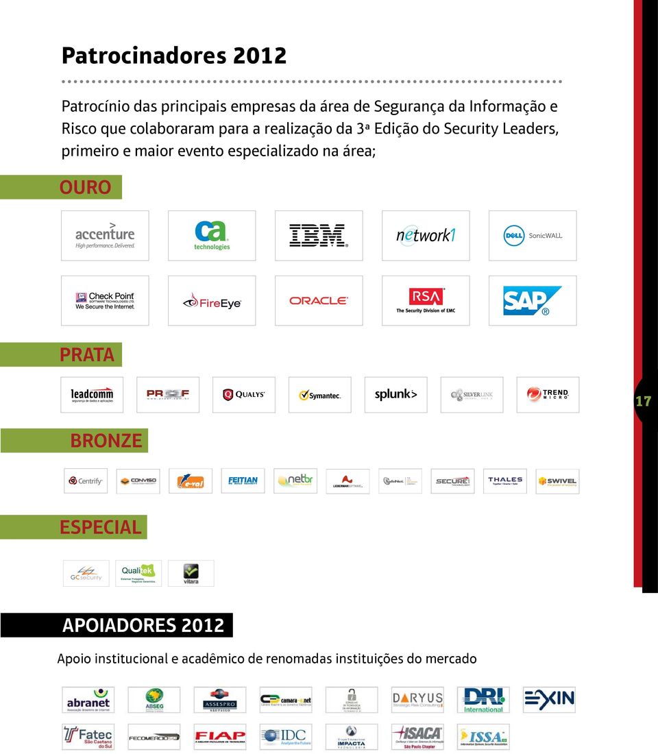 Leaders, primeiro e maior evento especializado na área; Ouro prata TECHNOL OGIE S 17