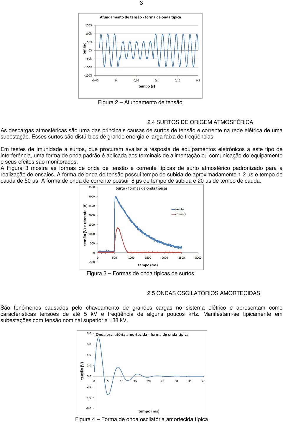 Em testes de imunidade a surtos, que procuram avaliar a resposta de equipamentos eletrônicos a este tipo de interferência, uma forma de onda padrão é aplicada aos terminais de alimentação ou