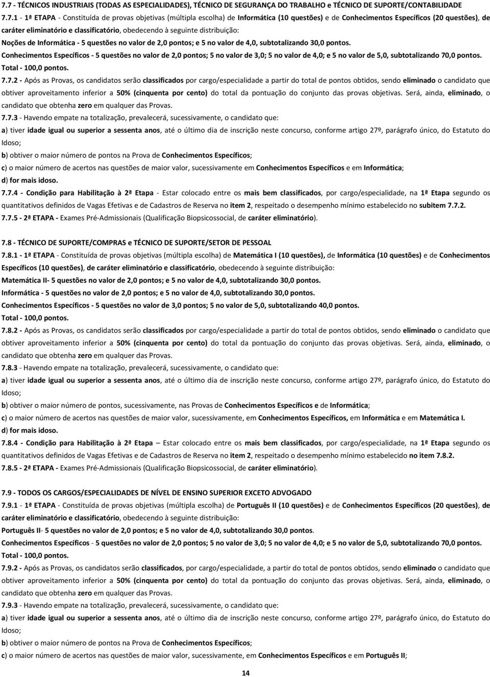 pontos; e 5 no valor de 4,0, subtotalizando 30,0 pontos.