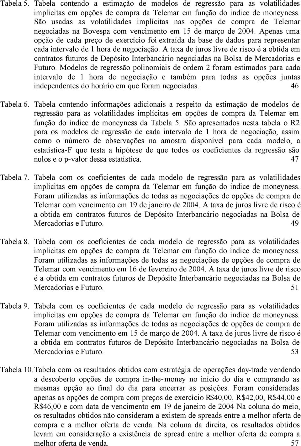 Apenas uma opção de cada preço de exercício foi extraída da base de dados para representar cada intervalo de 1 hora de negociação.