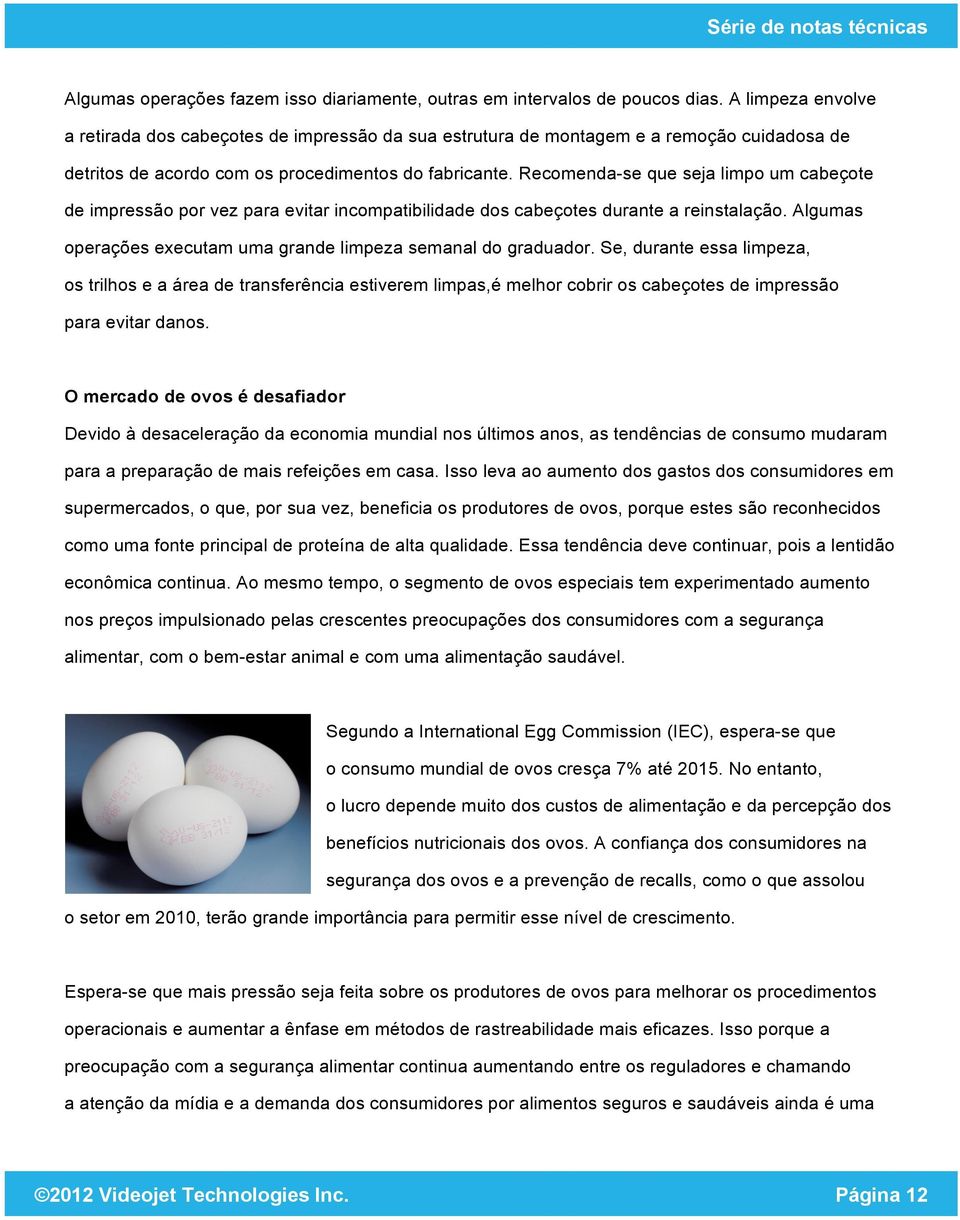 Recomenda-se que seja limpo um cabeçote de impressão por vez para evitar incompatibilidade dos cabeçotes durante a reinstalação. Algumas operações executam uma grande limpeza semanal do graduador.