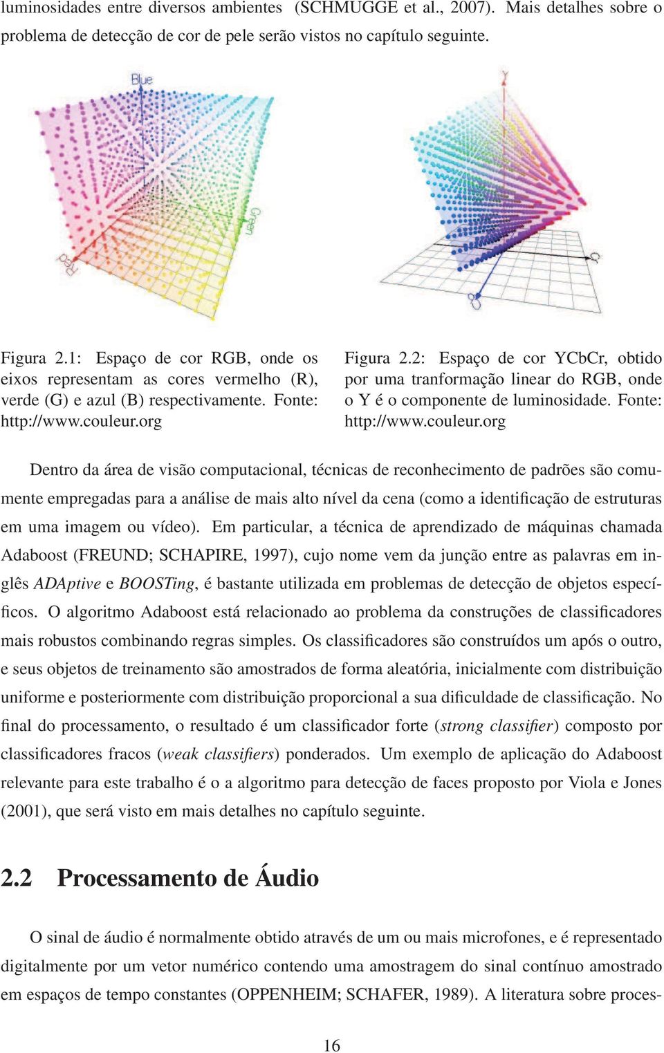 2: Espaço de cor YCbCr, obtido por uma tranformação linear do RGB, onde o Y é o componente de luminosidade. Fonte: http://www.couleur.