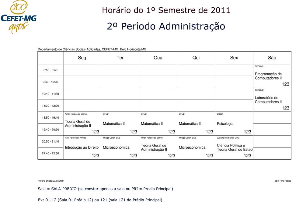 Picologia 1 20:0-21:0 21:0-22:0 Reni Ferreira de Arruda Introdução ao Direito Microeconomica Amon Narcio