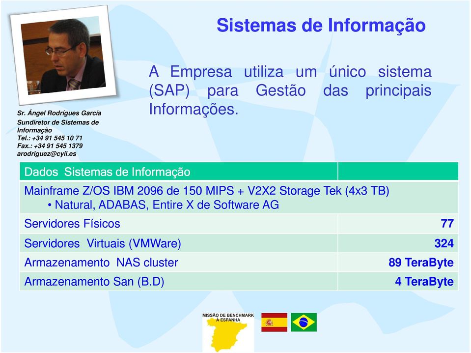 Dados Sistemas de Informação Mainframe Z/OS IBM 2096 de 150 MIPS + V2X2 Storage Tek (4x3 TB) Natural, ADABAS, Entire X de