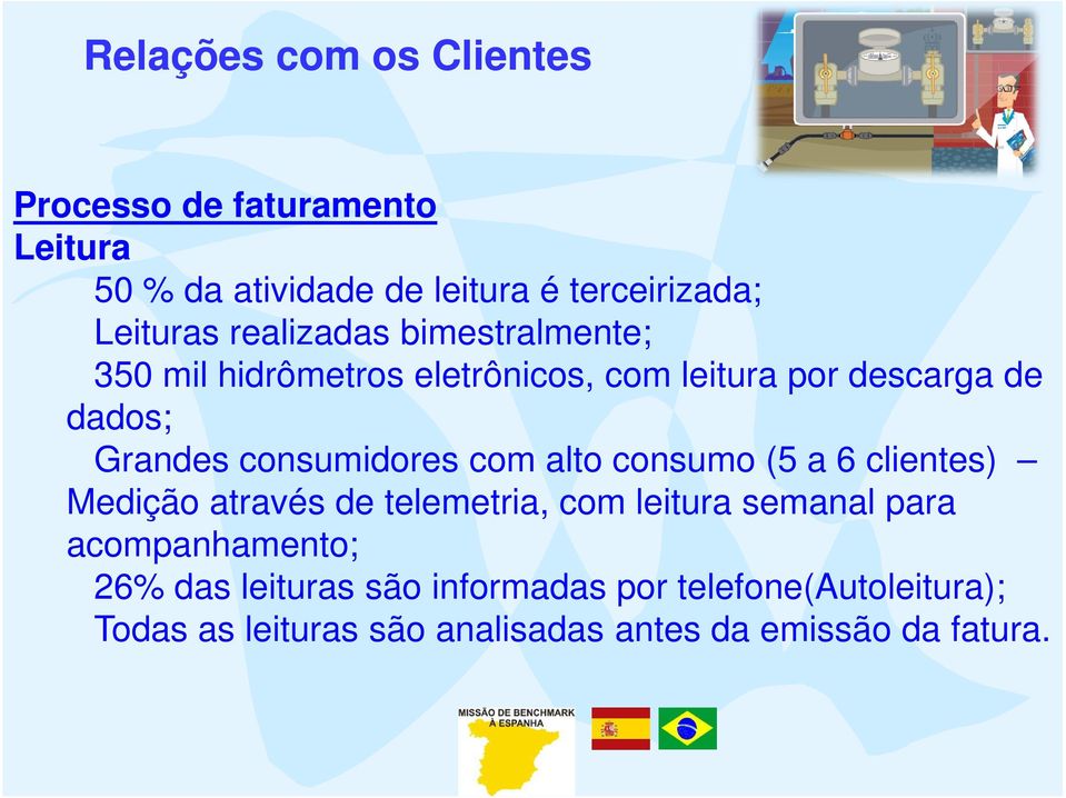 consumidores com alto consumo (5 a 6 clientes) Medição através de telemetria, com leitura semanal para