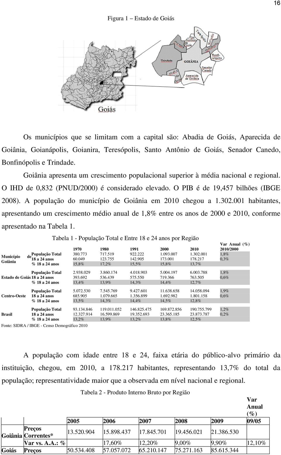 A população do município de Goiânia em 2010 chegou a 1.302.001 habitantes, apresentando um crescimento médio anual de 1,8% entre os anos de 2000 e 2010, conforme apresentado na Tabela 1.