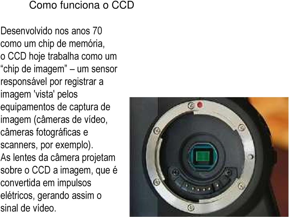 de imagem (câmeras de vídeo, câmeras fotográficas e scanners, por exemplo).