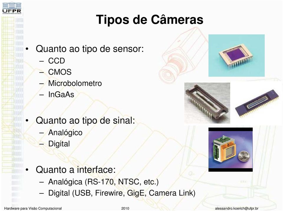 interface: Analógica (RS-170, NTSC, etc.