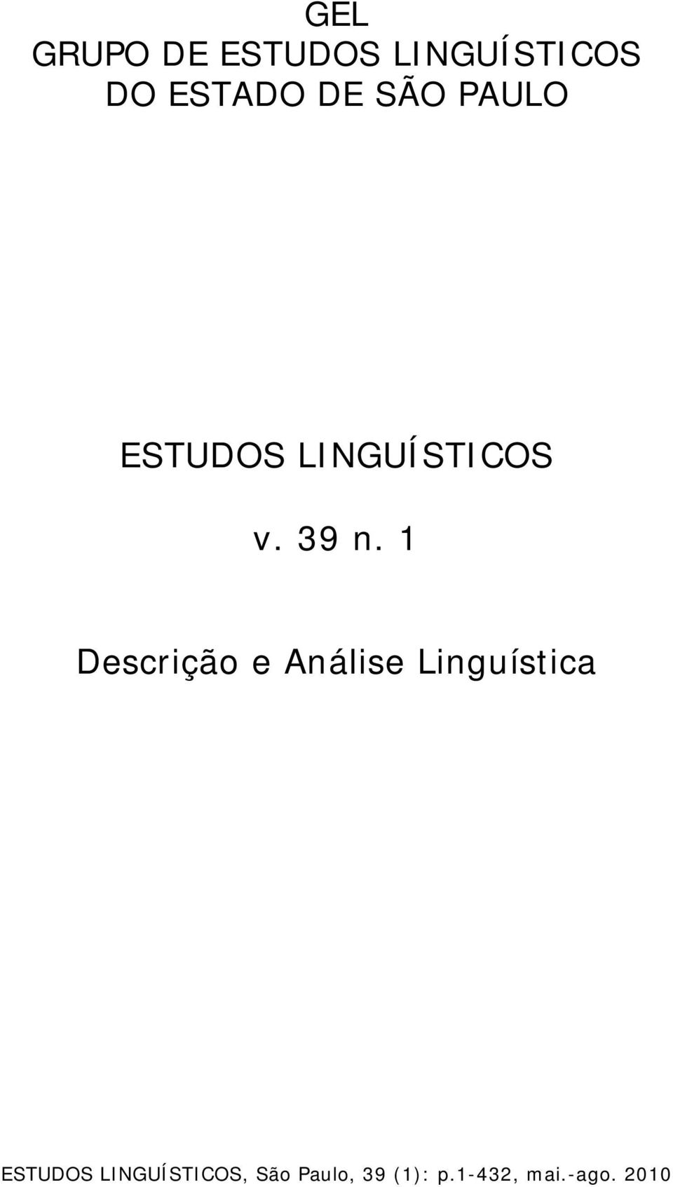 1 Descrição e Análise Linguística ESTUDOS