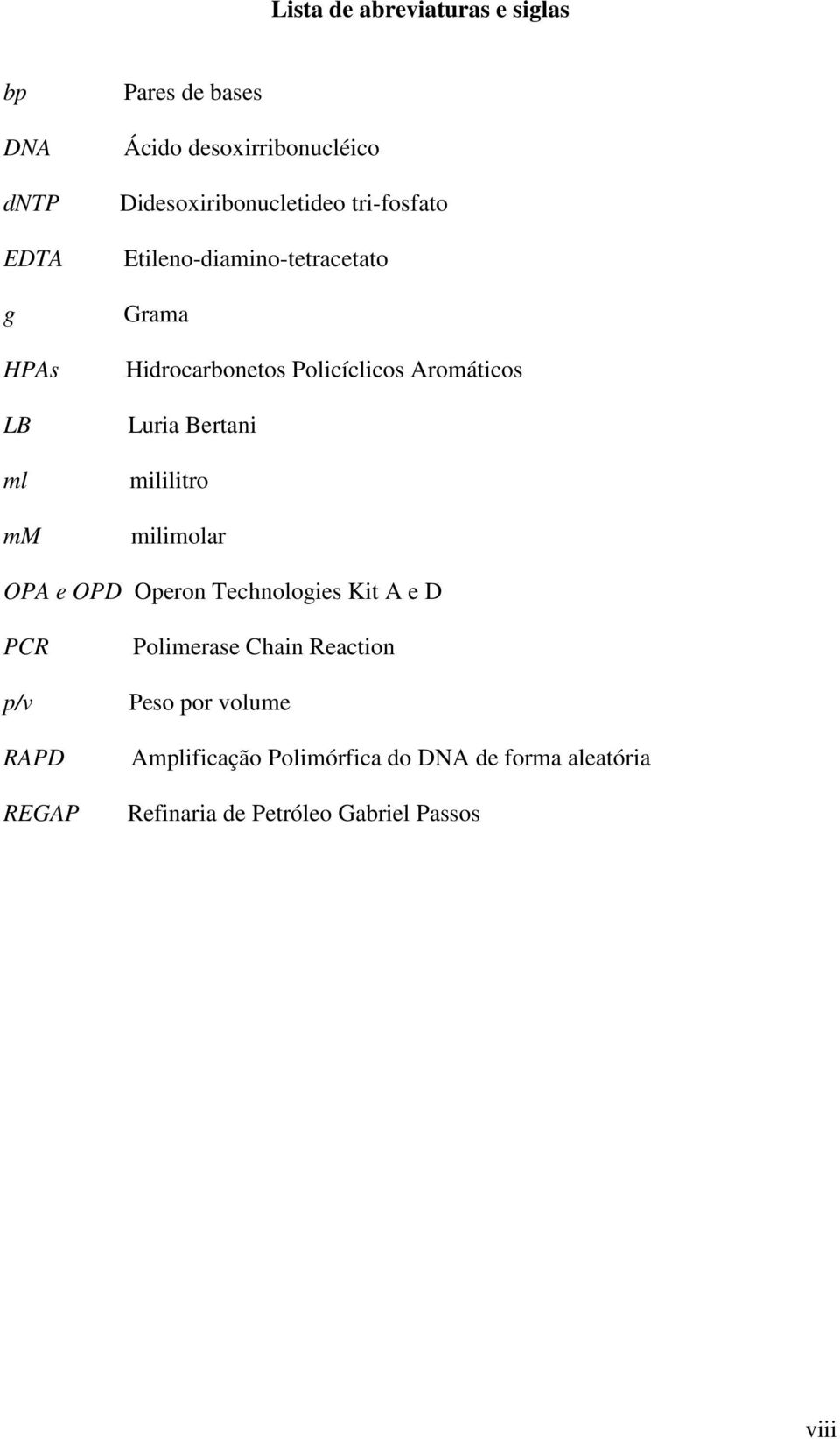 Luria Bertani mililitro milimolar OPA e OPD Operon Technologies Kit A e D PCR p/v RAPD REGAP Polimerase Chain