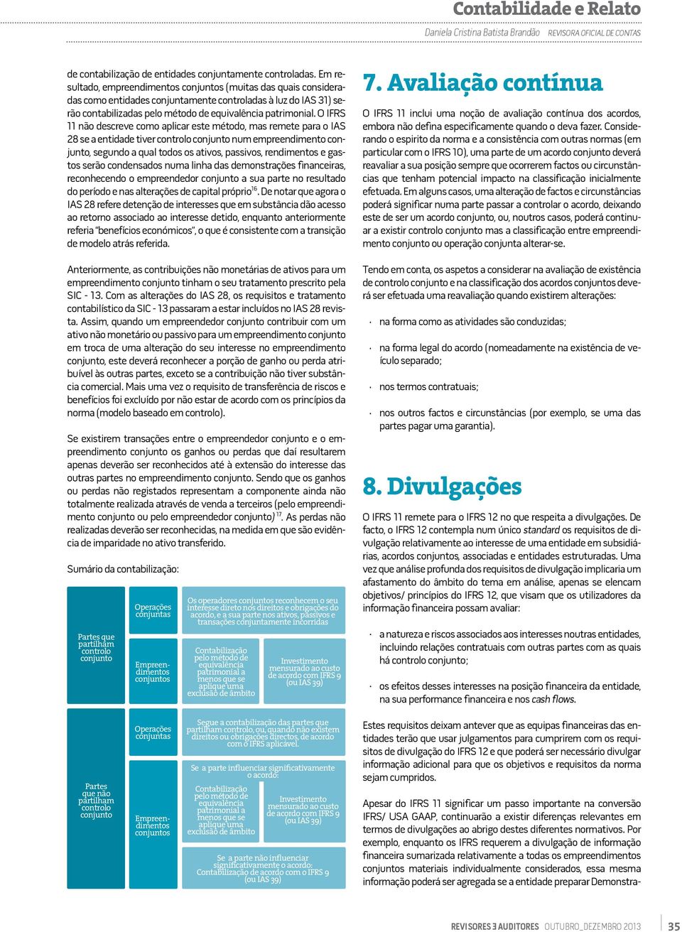 O IFRS 11 não descreve como aplicar este método, mas remete para o IAS 28 se a entidade tiver controlo num empreendimento, segundo a qual todos os ativos, passivos, rendimentos e gastos serão