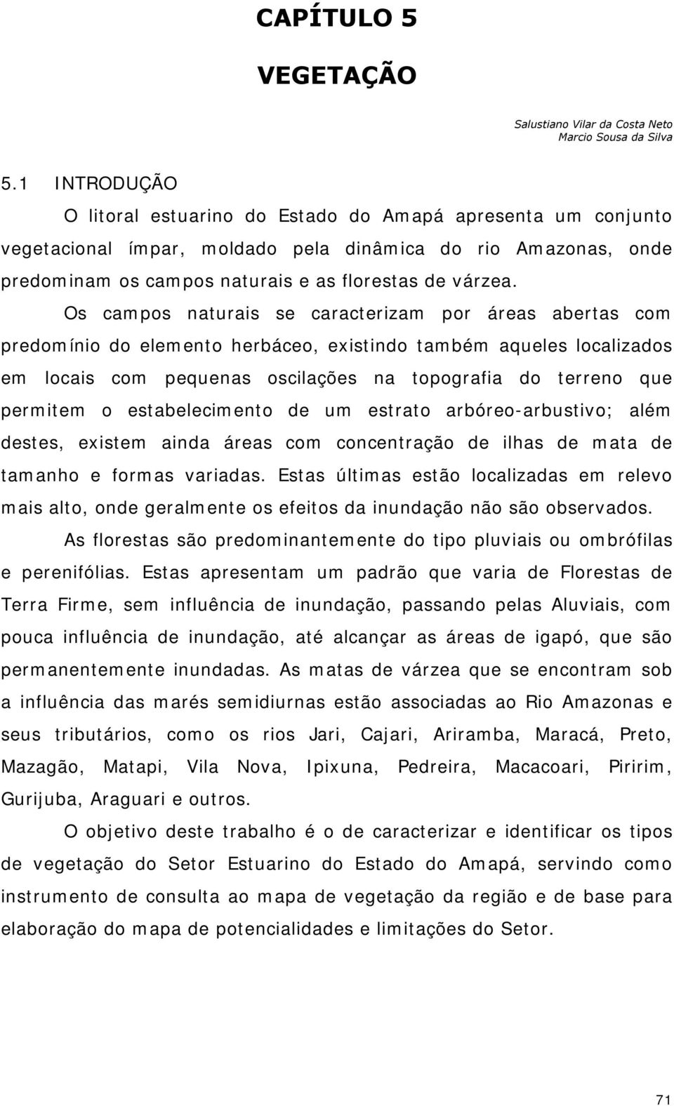 Os campos naturais se caracterizam por áreas abertas com predomínio do elemento herbáceo, existindo também aqueles localizados em locais com pequenas oscilações na topografia do terreno que permitem