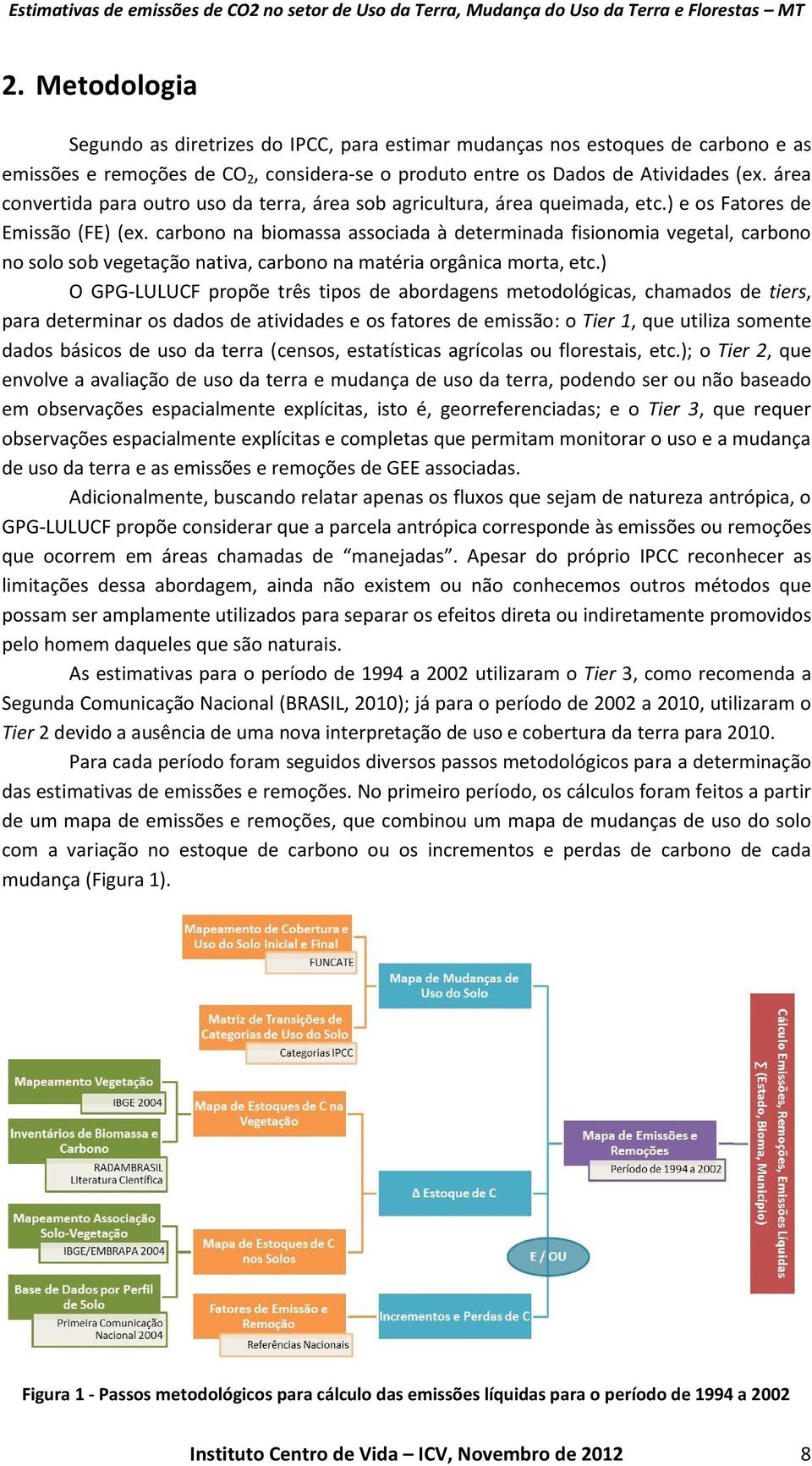 carbono na biomassa associada à determinada fisionomia vegetal, carbono no solo sob vegetação nativa, carbono na matéria orgânica morta, etc.