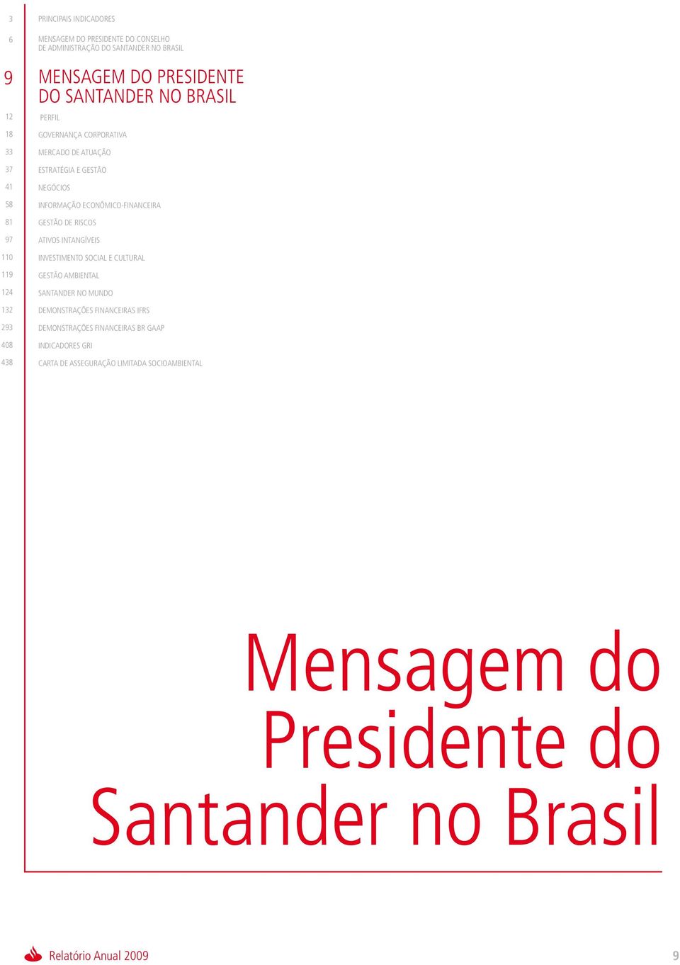 Econômico-Financeira Gestão de Riscos Ativos Intangíveis Investimento Social e Cultural Gestão Ambiental Santander no Mundo Demonstrações