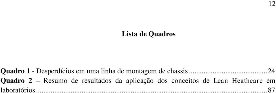 .. 24 Quadro 2 Resumo de resultados da