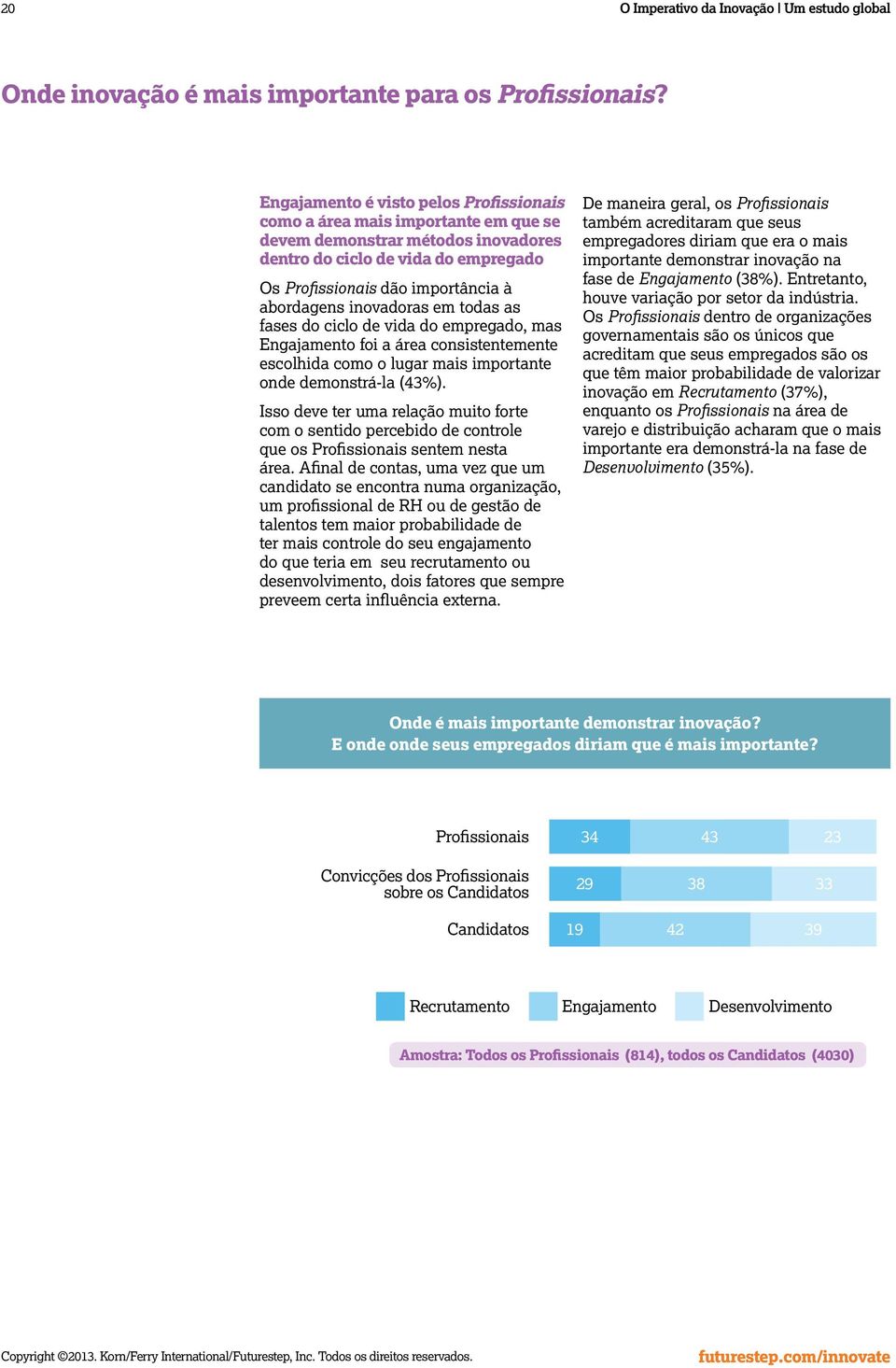 inovadoras em todas as fases do ciclo de vida do empregado, mas Engajamento foi a área consistentemente escolhida como o lugar mais importante onde demonstrá-la (43%).