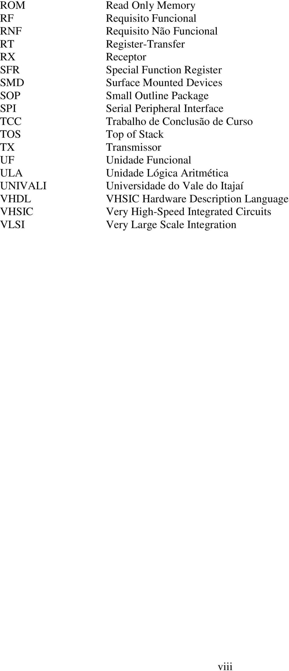 Peripheral Interface Trabalho de Conclusão de Curso Top of Stack Transmissor Unidade Funcional Unidade Lógica Aritmética