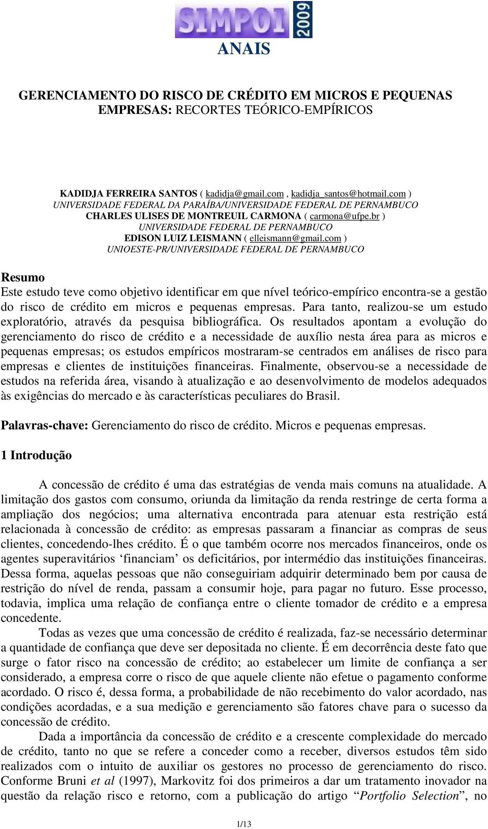 br ) UNIVERSIDADE FEDERAL DE PERNAMBUCO EDISON LUIZ LEISMANN ( elleismann@gmail.