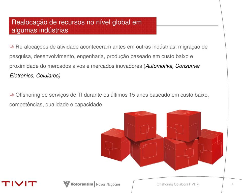 proximidade do mercados alvos e mercados inovadores (Automotiva, Consumer Eletronics, Celulares)