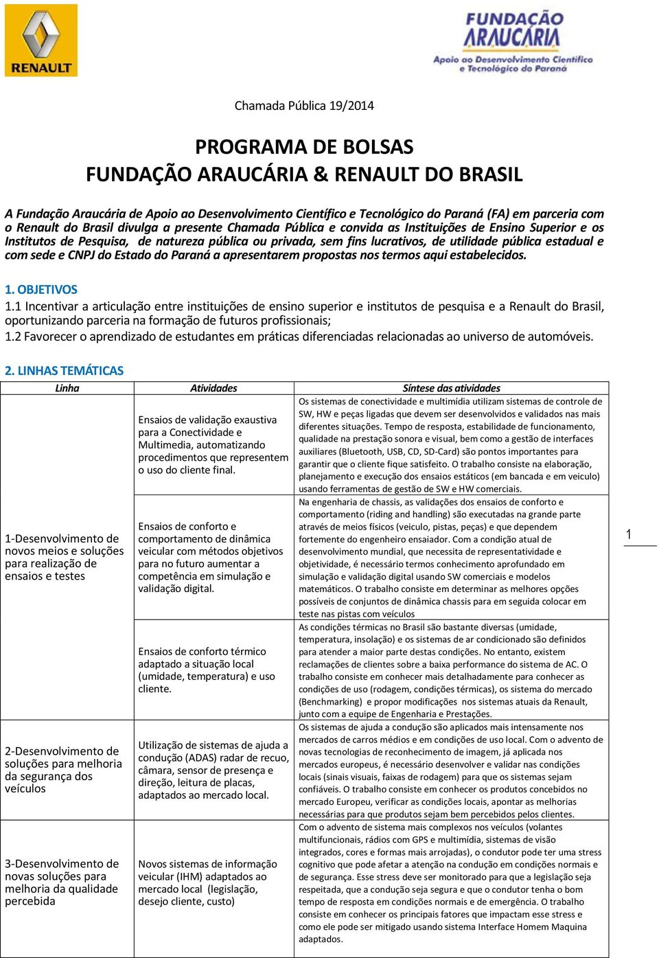 e com sede e CNPJ do Estado do Paraná a apresentarem propostas nos termos aqui estabelecidos. 1. OBJETIVOS 1.