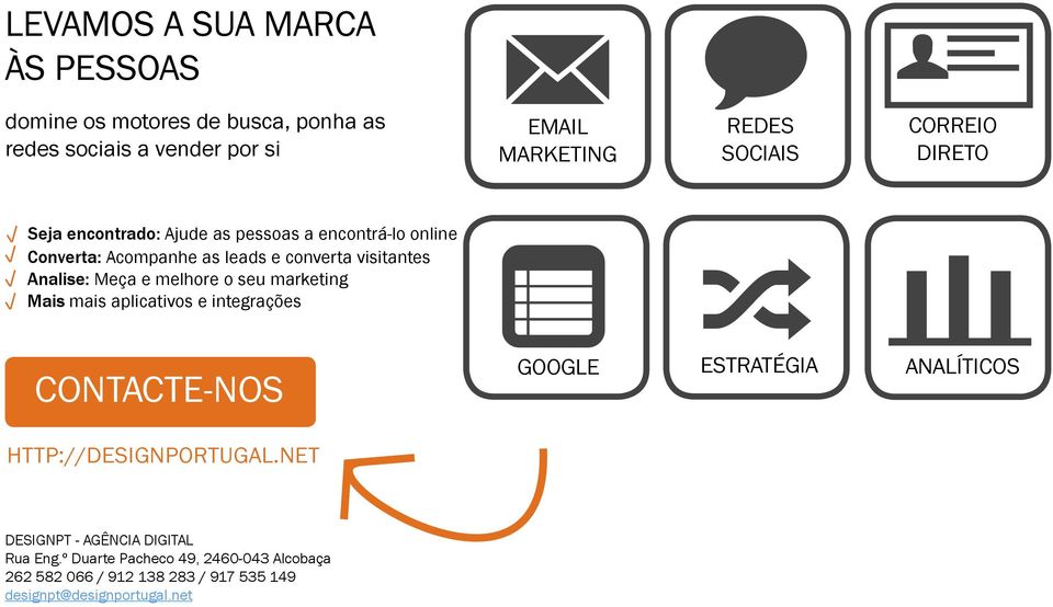 e melhore o seu marketing Mais mais aplicativos e integrações CONTACTE-NOS n GOOGLE ; ESTRATÉGIA ANALÍTICOS HTTP://DESIGNPORTUGAL.