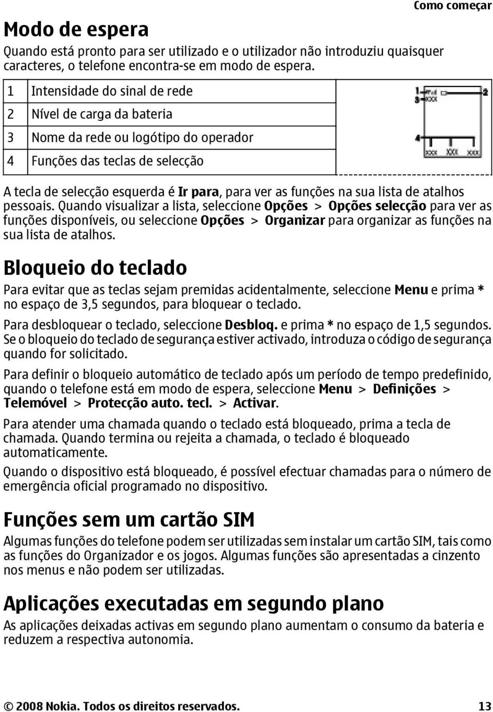 funções na sua lista de atalhos pessoais.