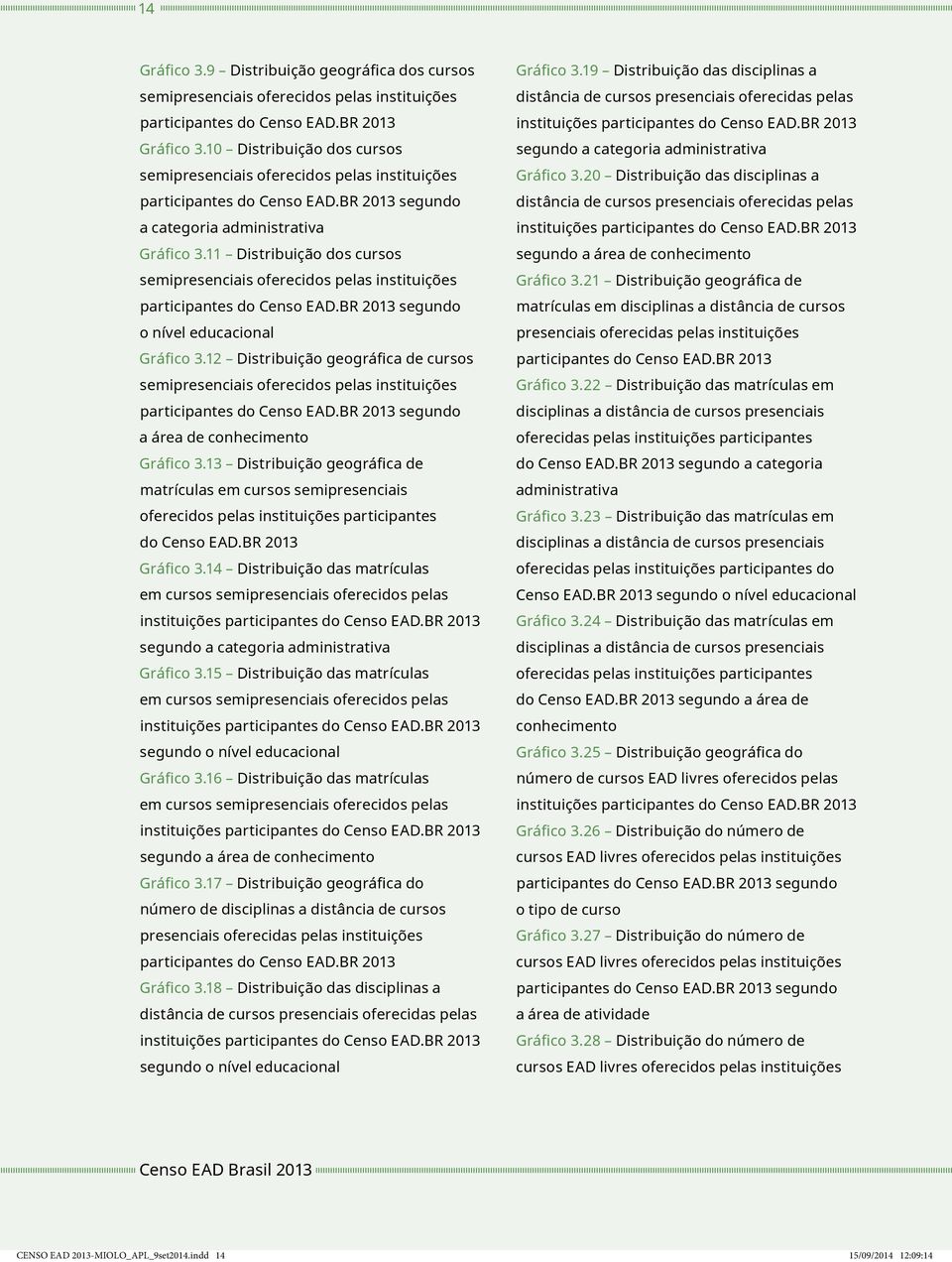 11 Distribuição dos cursos semipresenciais oferecidos pelas instituições participantes do Censo EAD.BR 2013 segundo o nível educacional Gráfico 3.