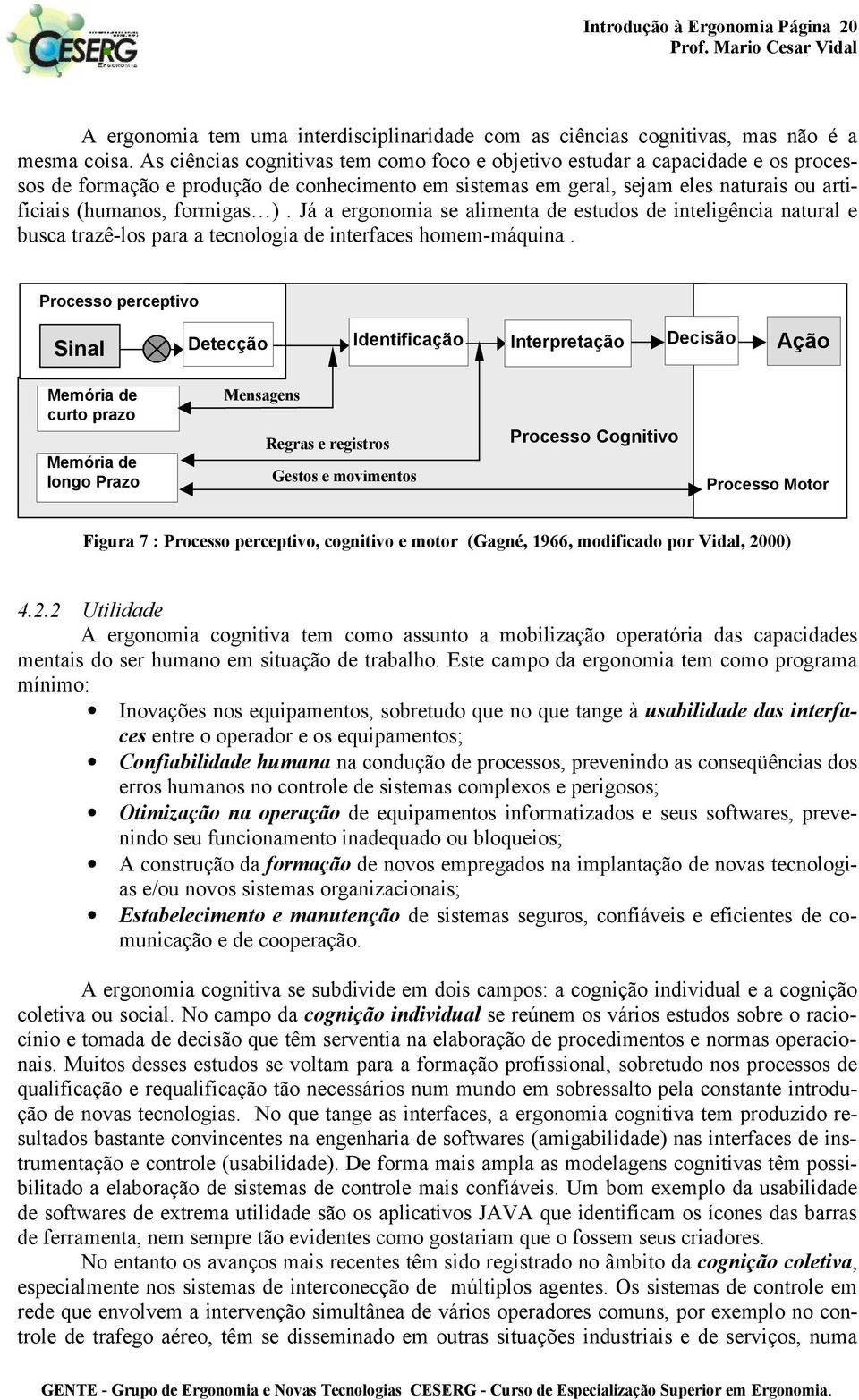 ). Já a ergonomia se alimenta de estudos de inteligência natural e busca trazê-los para a tecnologia de interfaces homem-máquina.