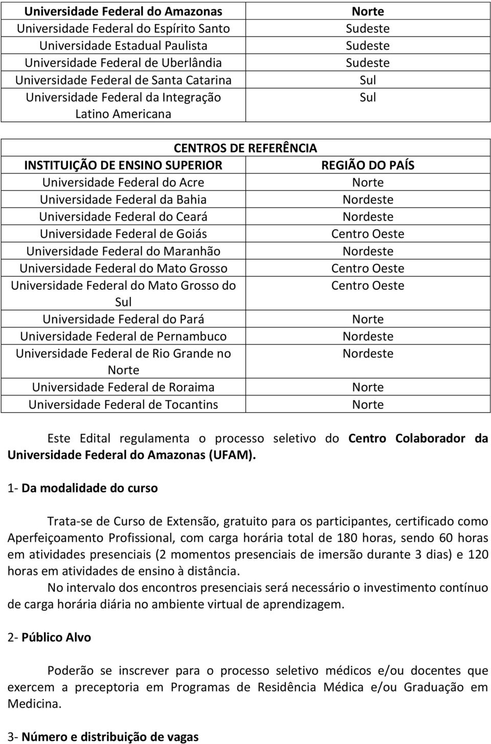 Universidade Federal do Ceará Universidade Federal de Goiás Centro Oeste Universidade Federal do Maranhão Universidade Federal do Mato Grosso Centro Oeste Universidade Federal do Mato Grosso do