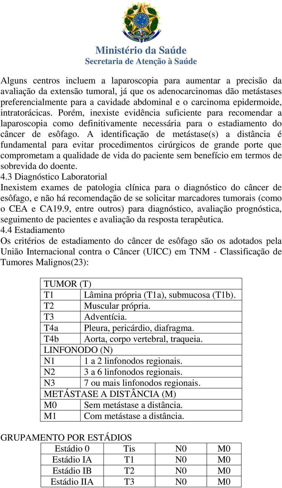 A identificação de metástase(s) a distância é fundamental para evitar procedimentos cirúrgicos de grande porte que comprometam a qualidade de vida do paciente sem benefício em termos de sobrevida do