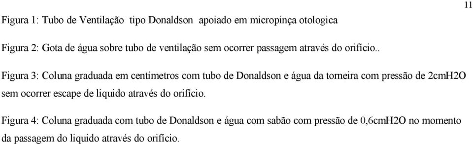 . Figura 3: Coluna graduada em centímetros com tubo de Donaldson e água da torneira com pressão de 2cmH2O sem