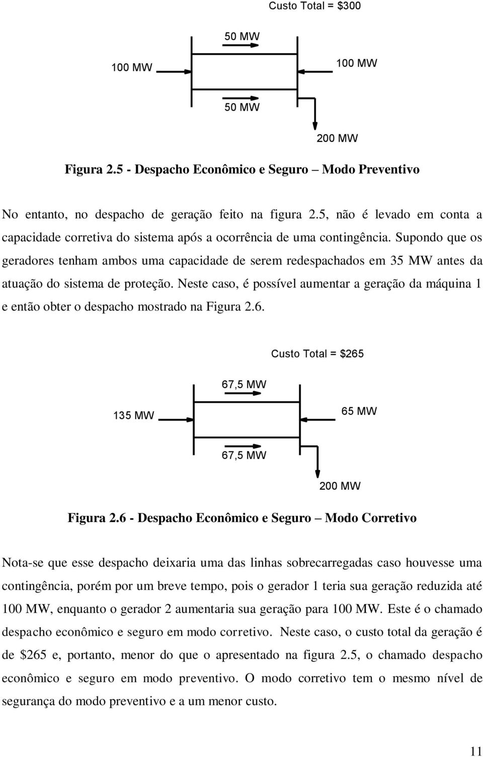 Supondo que os geradores tenham ambos uma capacidade de serem redespachados em 35 MW antes da atuação do sistema de proteção.