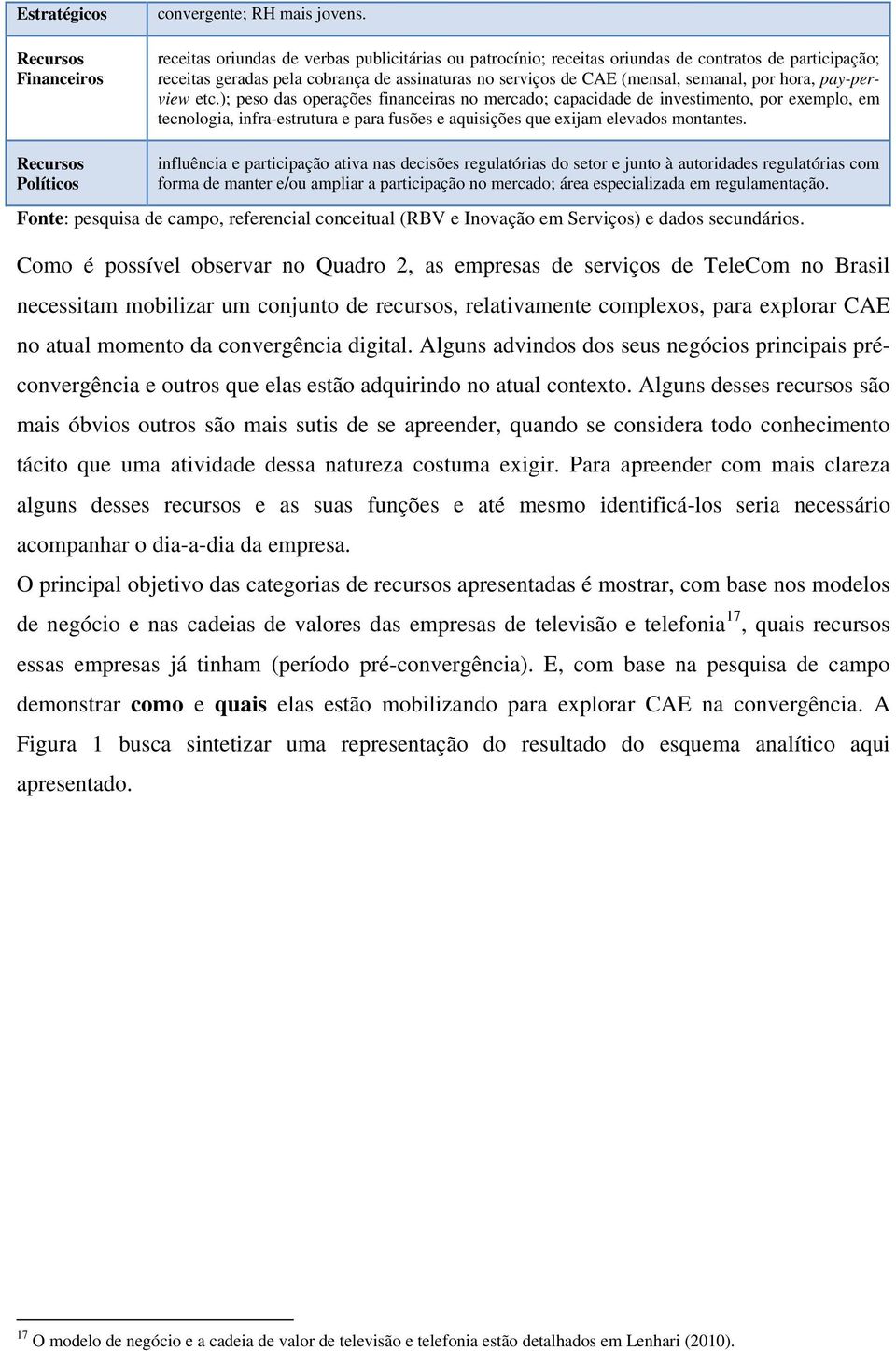 pay-perview etc.); peso das operações financeiras no mercado; capacidade de investimento, por exemplo, em tecnologia, infra-estrutura e para fusões e aquisições que exijam elevados montantes.