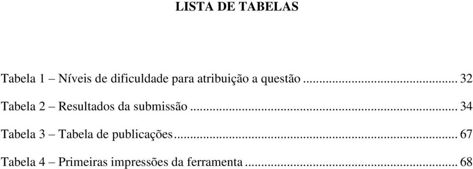 .. 32 Tabela 2 Resultados da submissão.