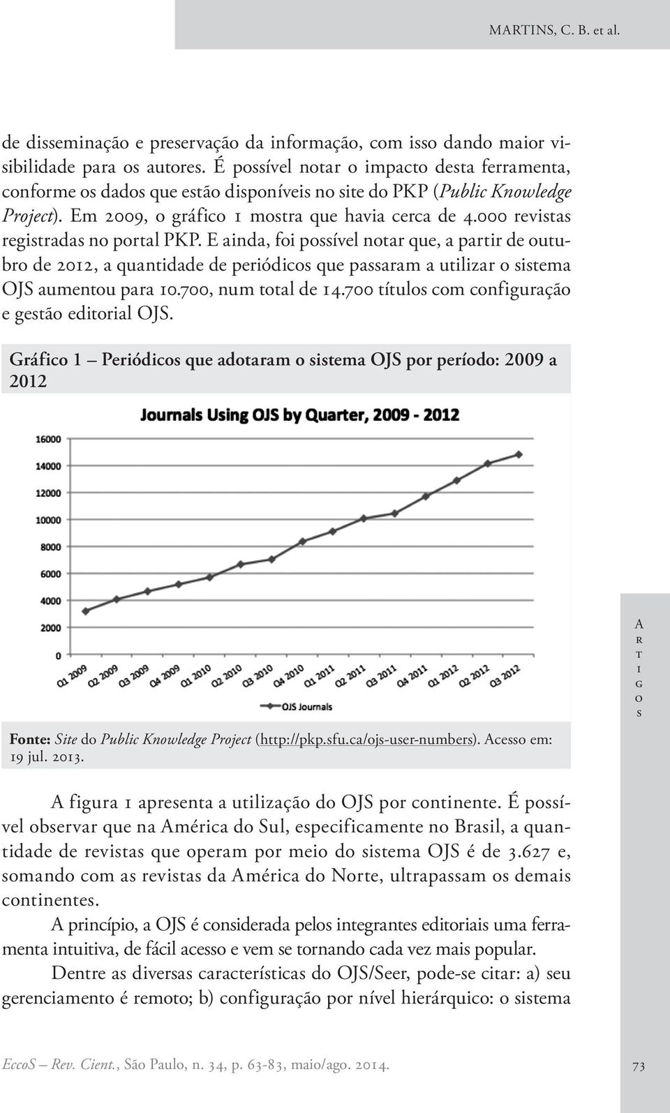 Gráf 1 Pród qu drm m OJS pr príd: 2009 2012 Fn: S d Publ Knwldg Prj (hp://pkp.fu./j-ur-numbr). A m: 19 jul. 2013. A r g A fgur 1 prn ulzçã d OJS pr nnn.