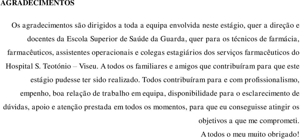 A todos os familiares e amigos que contribuíram para que este estágio pudesse ter sido realizado.