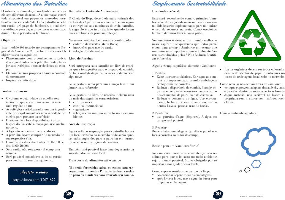 Alimentação das Patrulhas Retirada do Cartão de Alimentacão O Chefe de Tropa deverá efetuar a retirada dos cartões das 4 patrulhas no mercado e em seguida entregá-los aos monitores de cada patrulha.