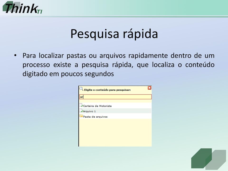 processo existe a pesquisa rápida, que