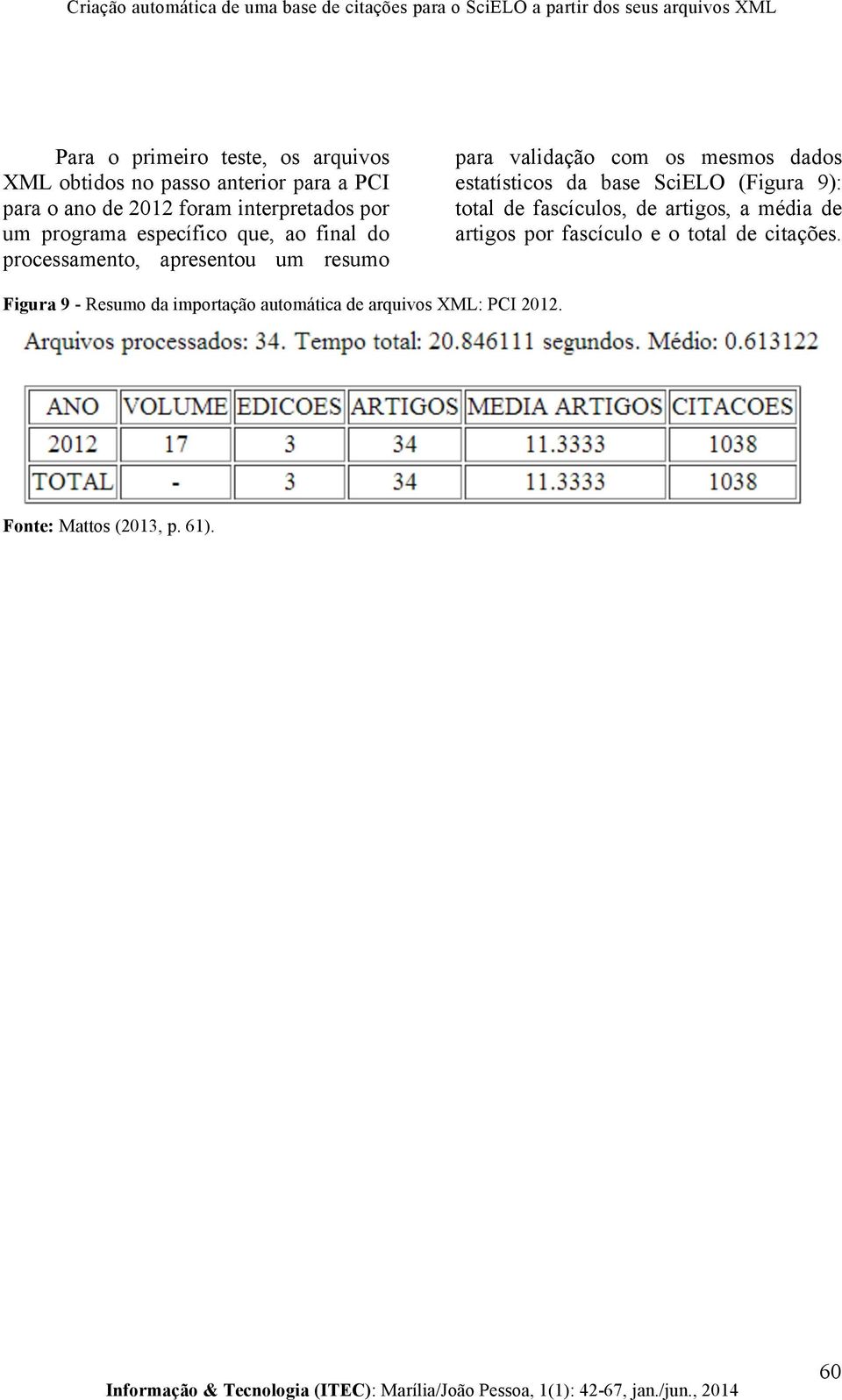 estatísticos da base SciELO (Figura 9): total de fascículos, de artigos, a média de artigos por fascículo e o