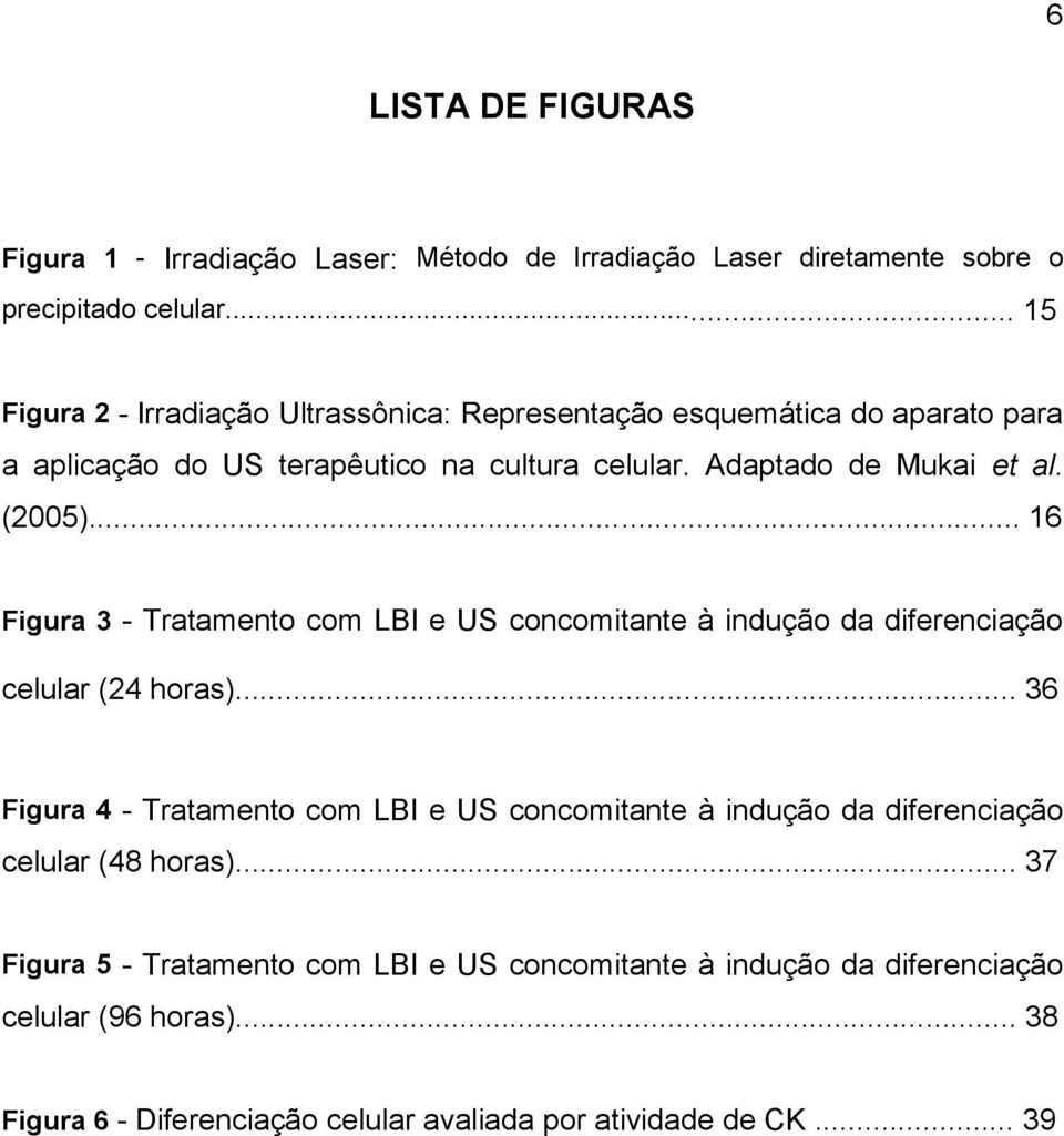 (2005)... 16 Figura 3 - Tratamento com LBI e US concomitante à indução da diferenciação celular (24 horas).