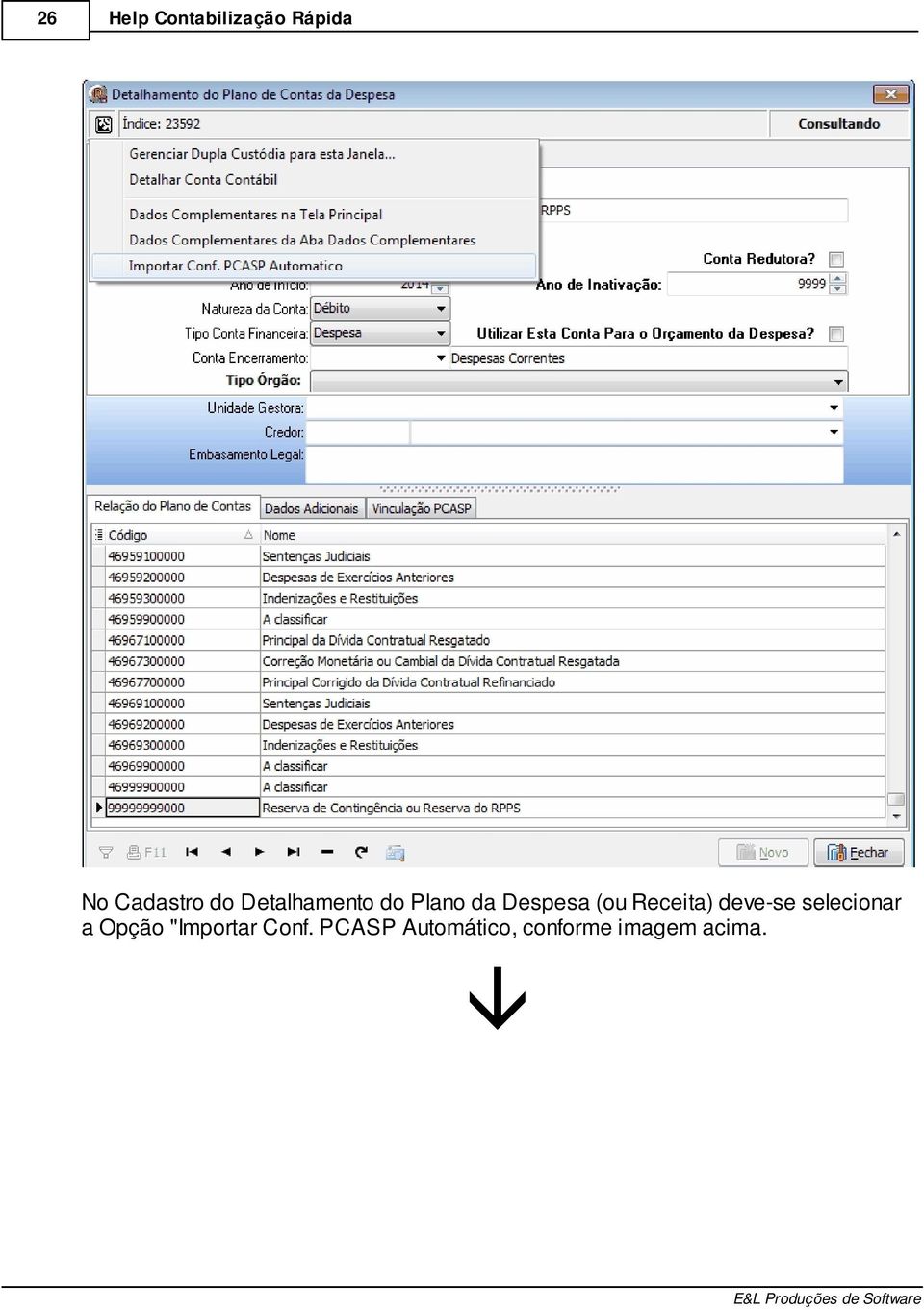 Receita) deve-se selecionar a Opção